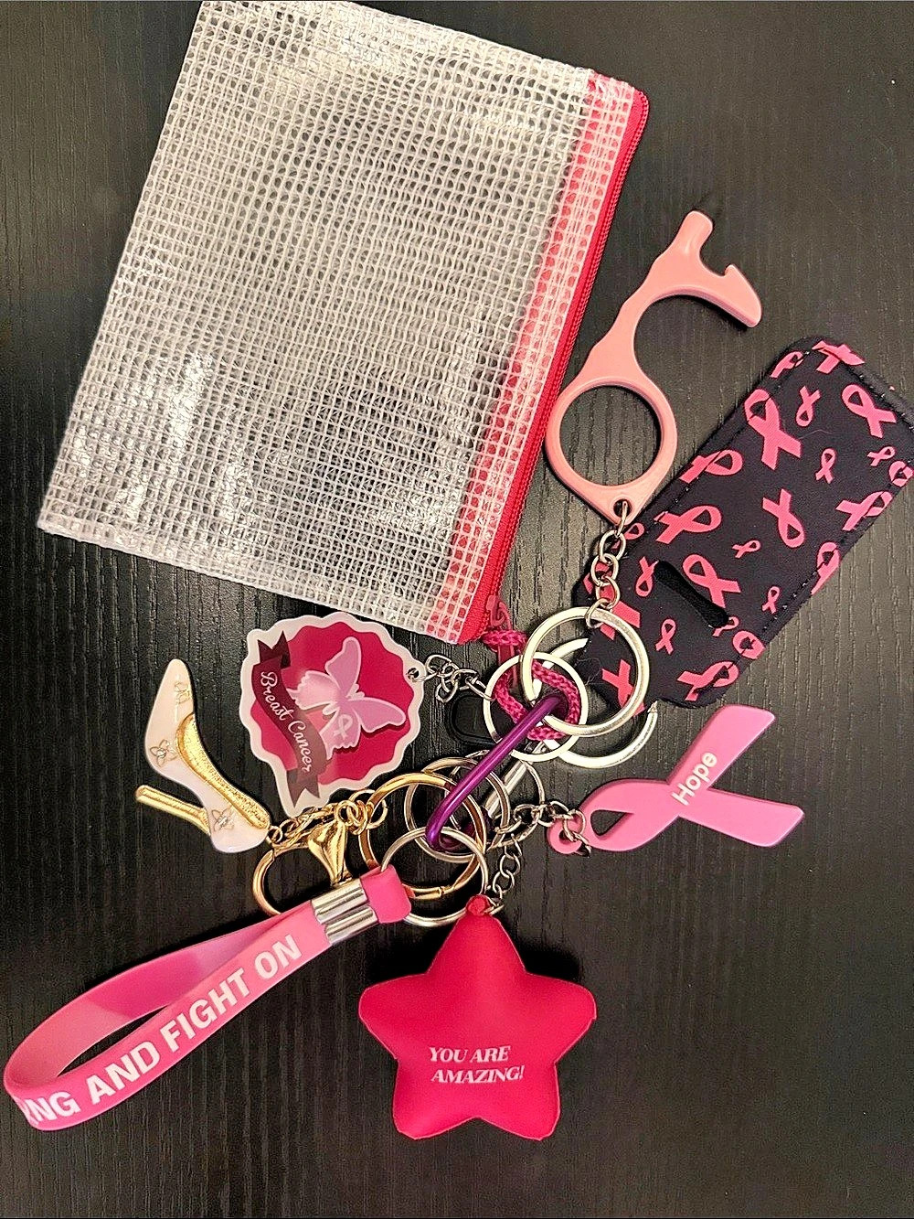 Breast Cancer Awareness Keychain Set